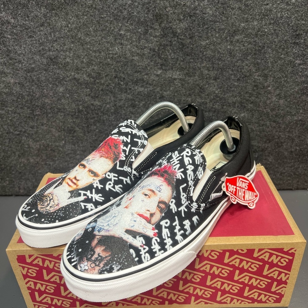 Vans “Lil Peep” Custom Slip Ons Size 10.5 Men/ 12 Women’s
